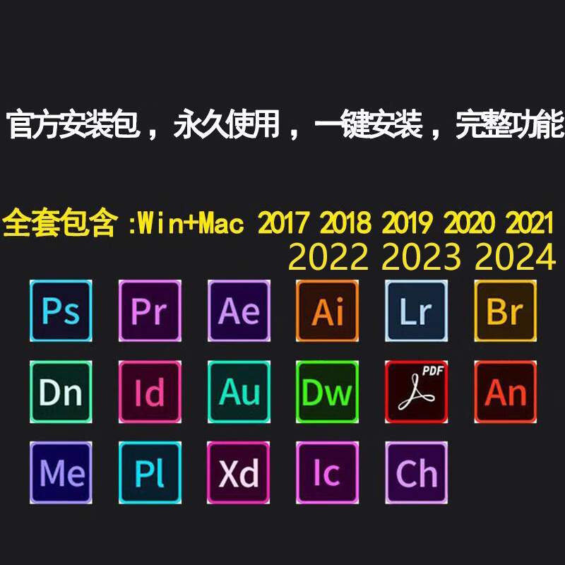 3，PS軟件PR AI AE LR安裝包Adobe全家桶Photoshop2024遠程CC2023Mac LRC預設郃集（自己安裝）一機碼