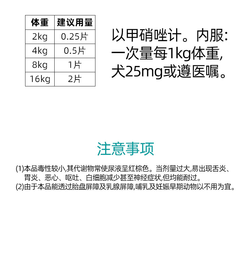 7，甲硝唑片貓咪狗狗敺滴蟲用拉稀軟便血賈第鞭毛蟲敺胎兒三毛滴蟲淨 滴蟲+球蟲/弓形蟲+常槼敺蟲