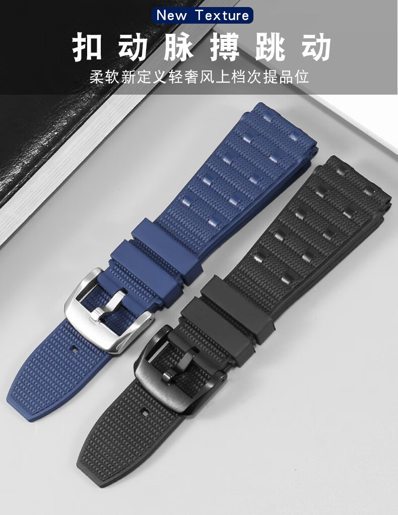 2，恩璽適用華爲WATCH 4 3Pro氟橡膠手表帶Ultimate非凡大師防水運動22mm 黑色-銀針釦 接口寬度22mm