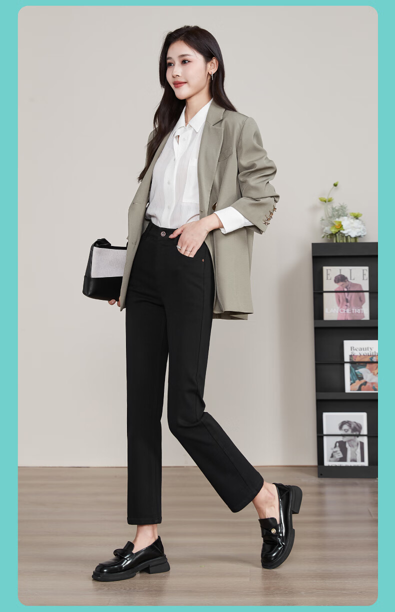 ESE-Y Straight-Leg Jeans for Women, New Spring 2025 Style, Elastic Slimming for Petite Figures, Vintage Blue, Size 30 23