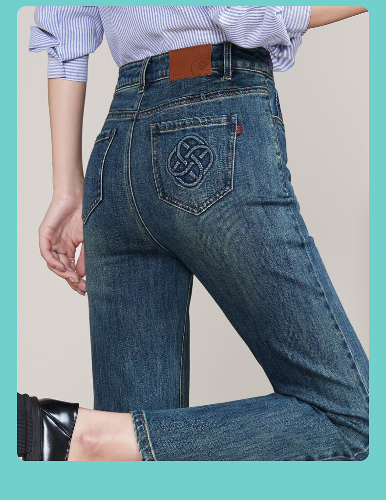 ESE-Y Straight-Leg Jeans for Women, New Spring 2025 Style, Elastic Slimming for Petite Figures, Vintage Blue, Size 30 8