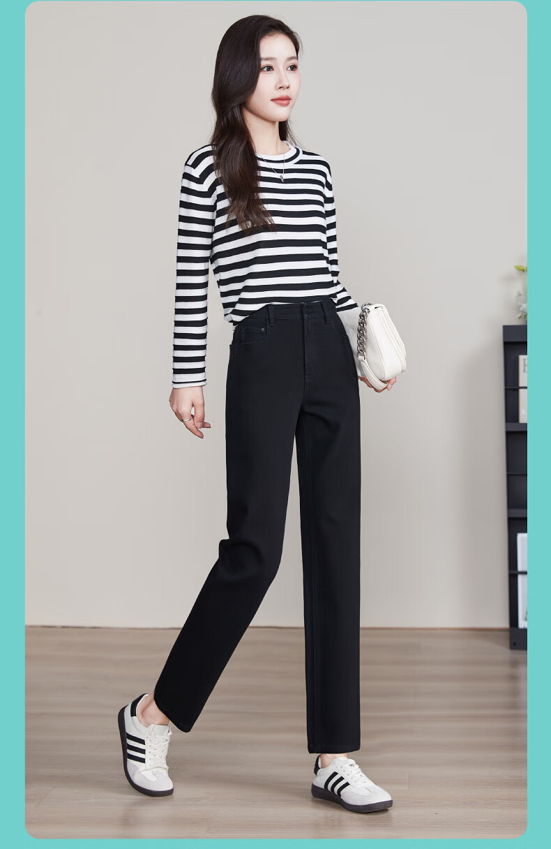 ESE-Y Spring 2025 New Slim-Fit Straight-Leg Jeans for Women with Four-Way Stretch, Slimming Effect, Ankle-Length, Denim Blue, Size 27 20