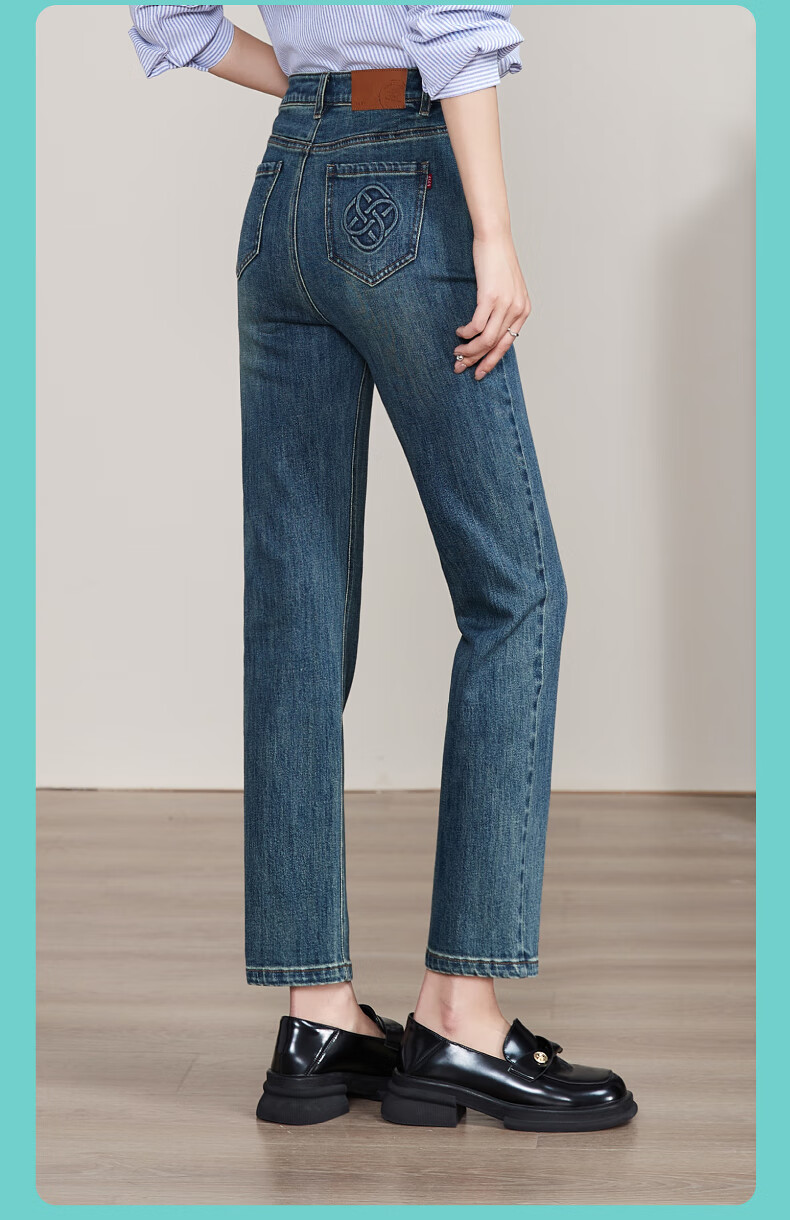ESE-Y Straight-Leg Jeans for Women, New Spring 2025 Style, Elastic Slimming for Petite Figures, Vintage Blue, Size 30 18