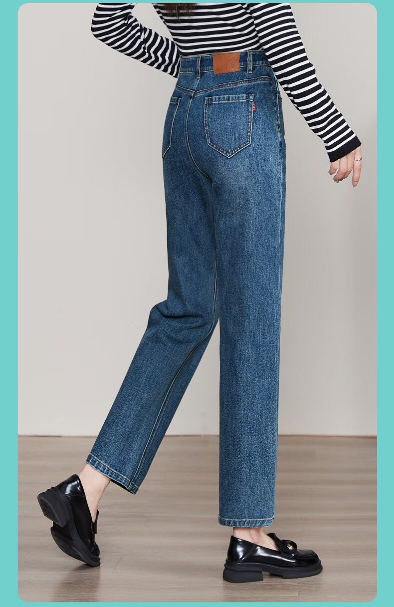 ESE-Y Spring 2025 New Slim-Fit Straight-Leg Jeans for Women with Four-Way Stretch, Slimming Effect, Ankle-Length, Denim Blue, Size 27 17