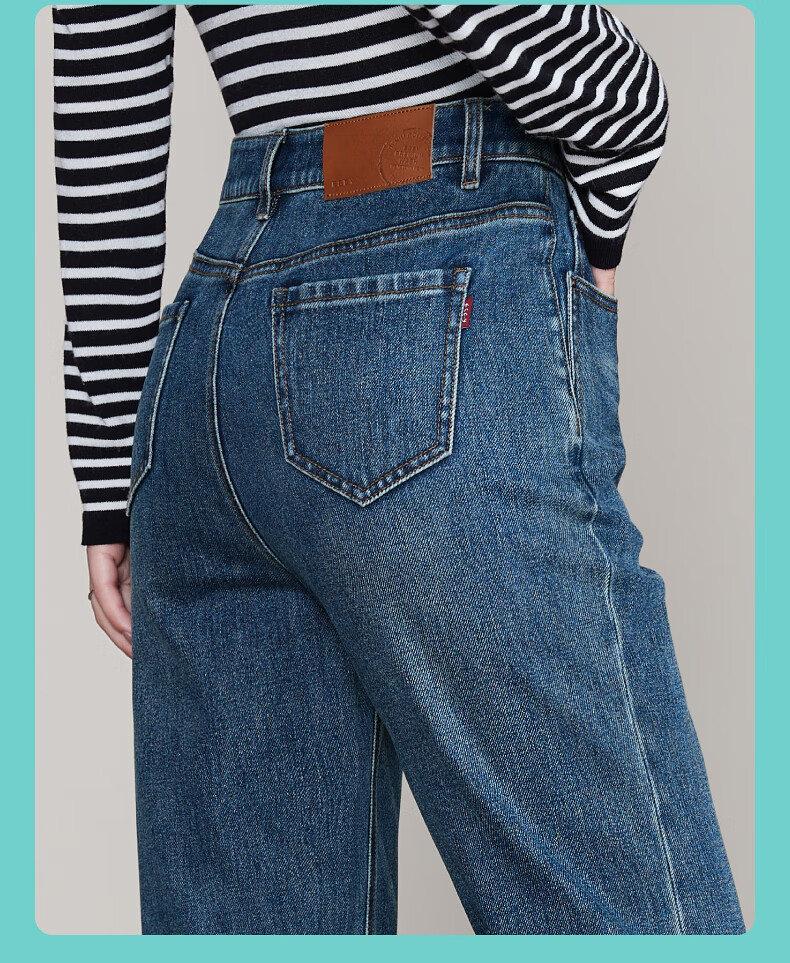 ESE-Y Spring 2025 New Slim-Fit Straight-Leg Jeans for Women with Four-Way Stretch, Slimming Effect, Ankle-Length, Denim Blue, Size 27 8