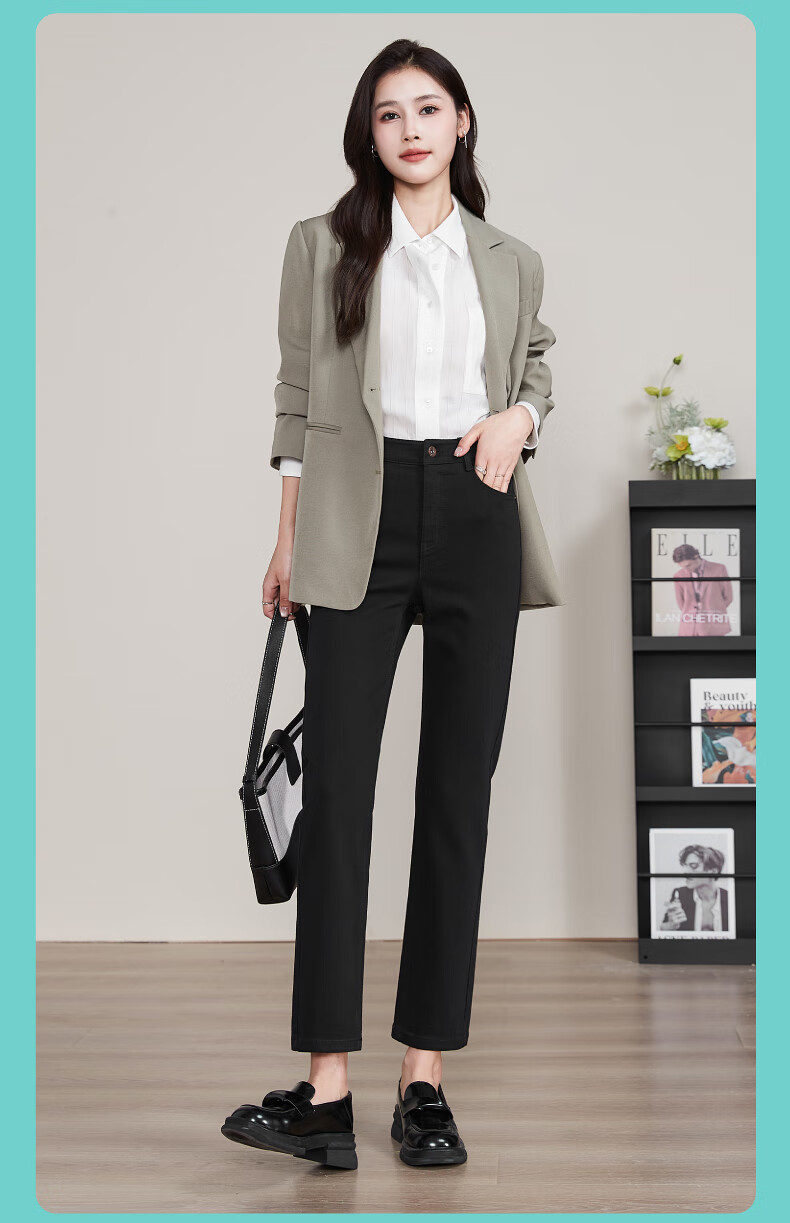 ESE-Y Straight-Leg Jeans for Women, New Spring 2025 Style, Elastic Slimming for Petite Figures, Vintage Blue, Size 30 22