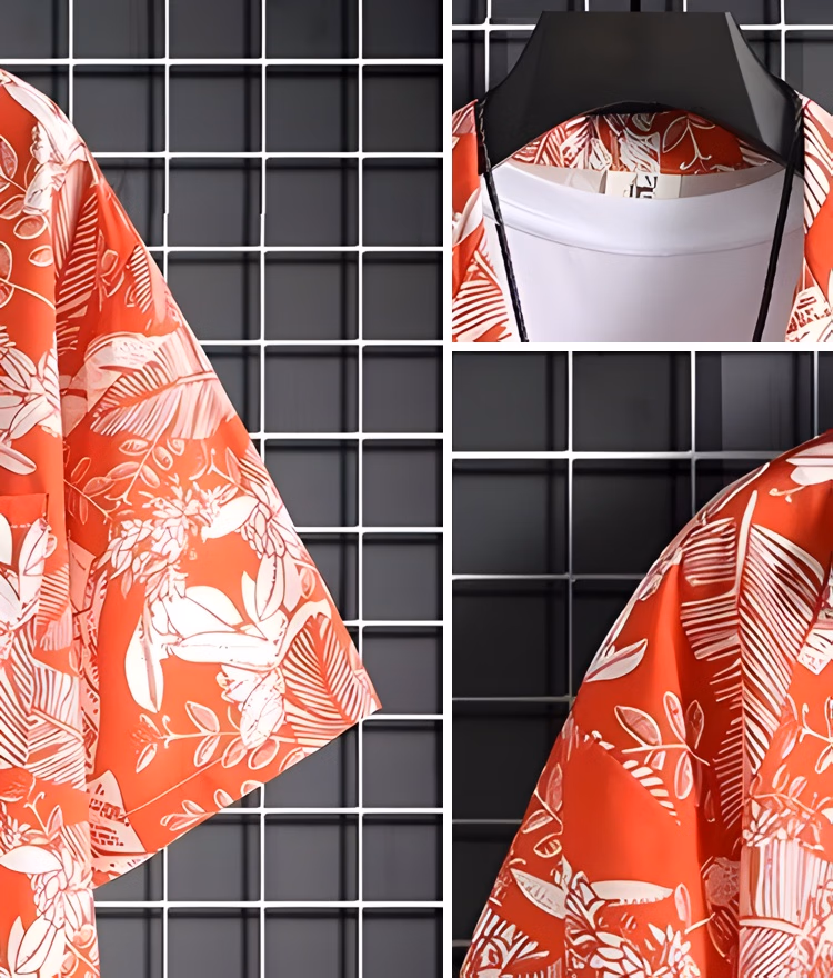 Flower Shirt Men's Short-sleeved 2025 Summer New Trendy Handsome Shirt Men's Casual Loose Half-sleeved Top And Jacket C112 White 3XL_viptrois.com