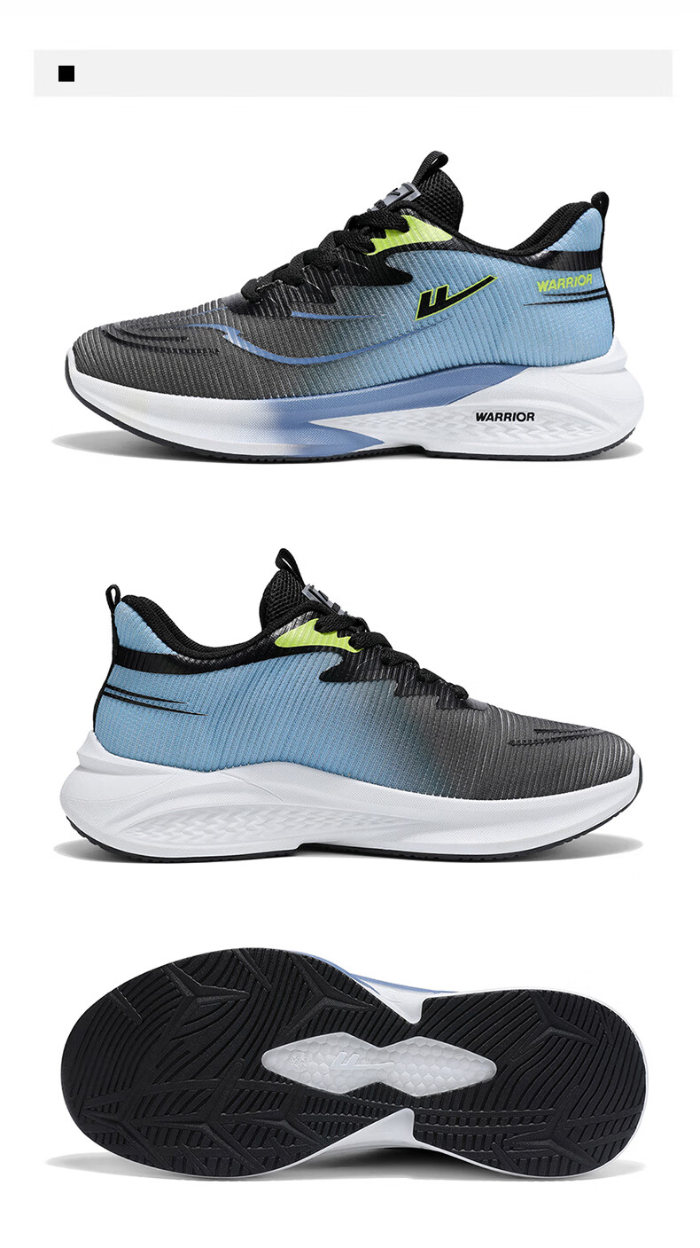 Warrior Men's Summer New Sports Shoes Lightweight Soft Sole Mesh Breathable Running Casual Shoes White Blue Size 39 11