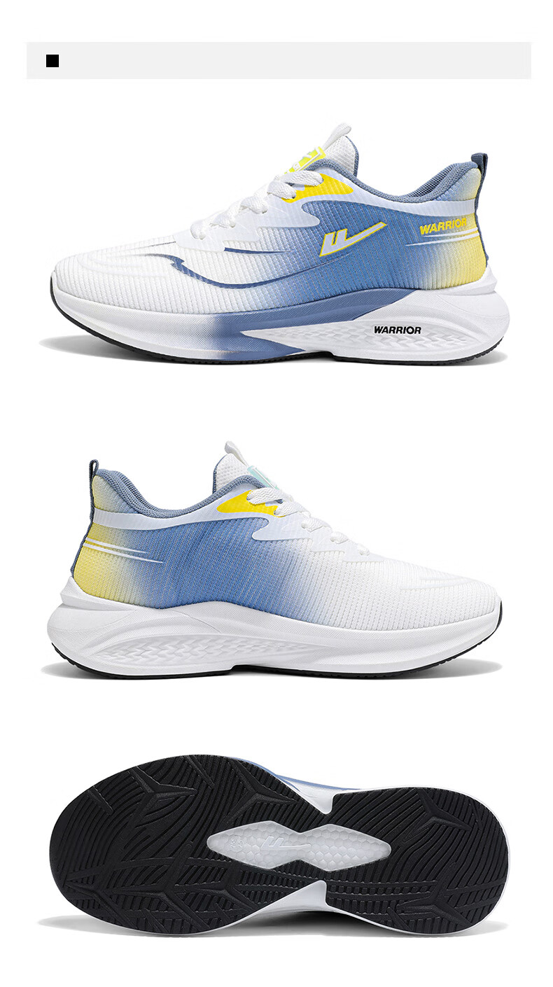 Warrior Men's Summer New Sports Shoes Lightweight Soft Sole Mesh Breathable Running Casual Shoes White Blue Size 39 12