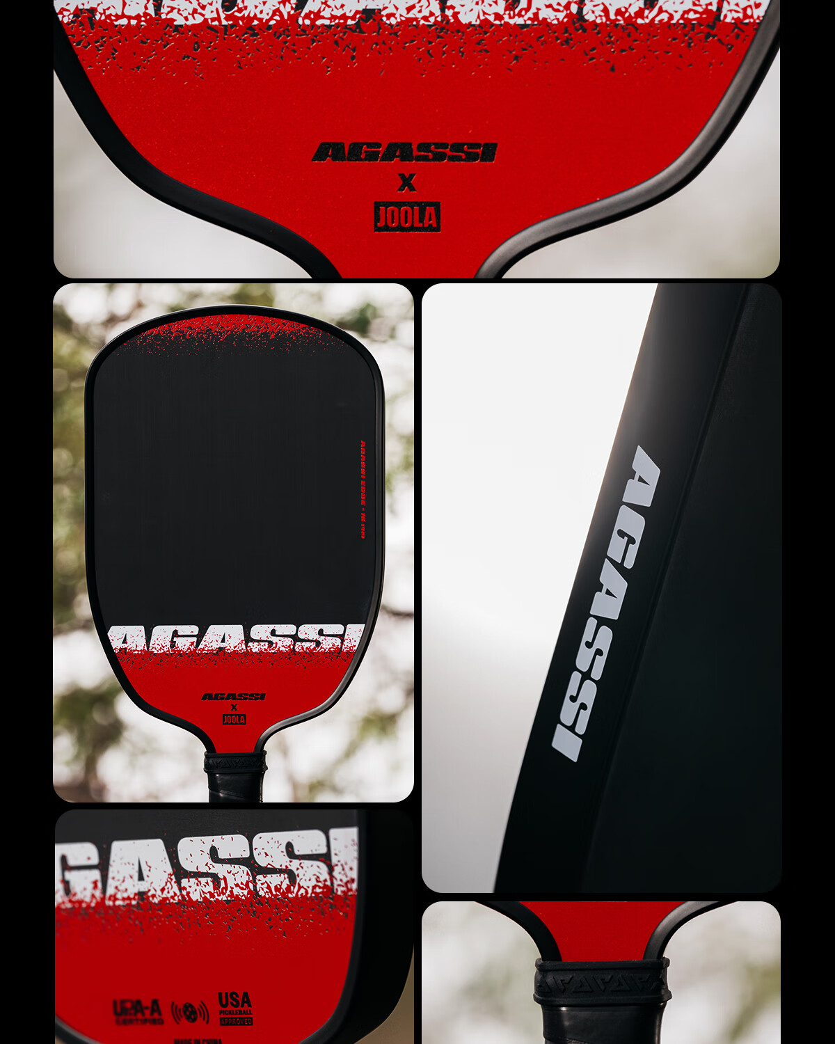 JOOLA Agassi Collaboration Fiberglass Beginner Table Tennis Paddle - Agassi Champion 12mm 15