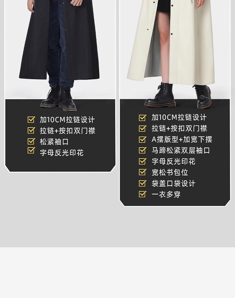 Beimei Electric Vehicle Raincoat Long Waterproof Windproof Thickened Unisex Motorcycle Scooter Rain Poncho 6