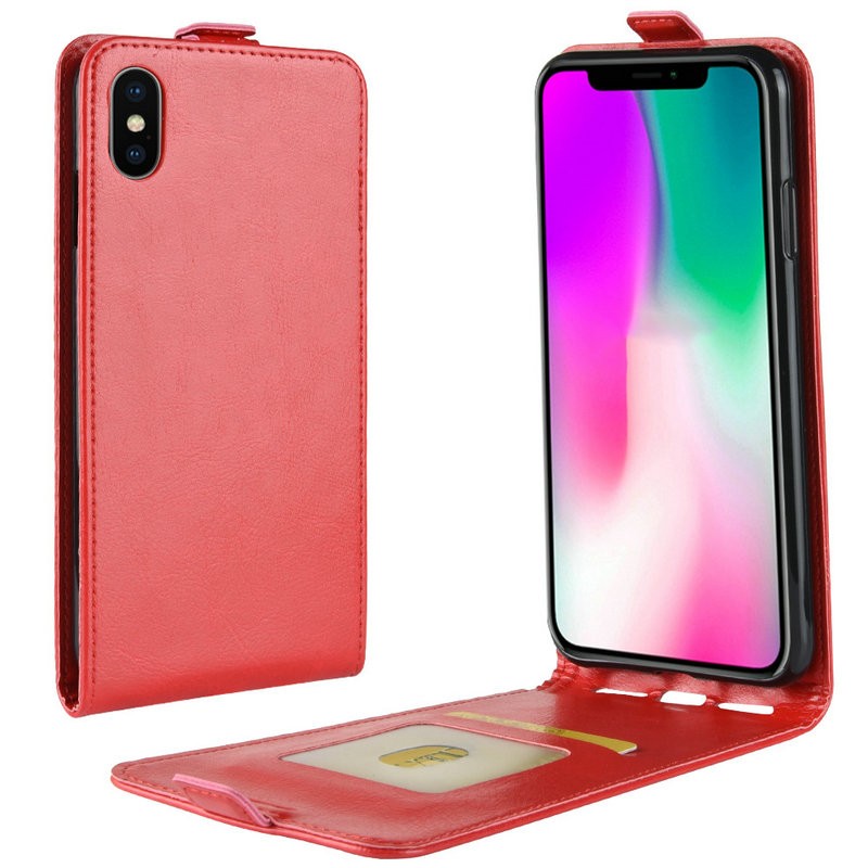 

WIERSS красный для iPhone, для Apple iPhone XS Max Flip Leather Case