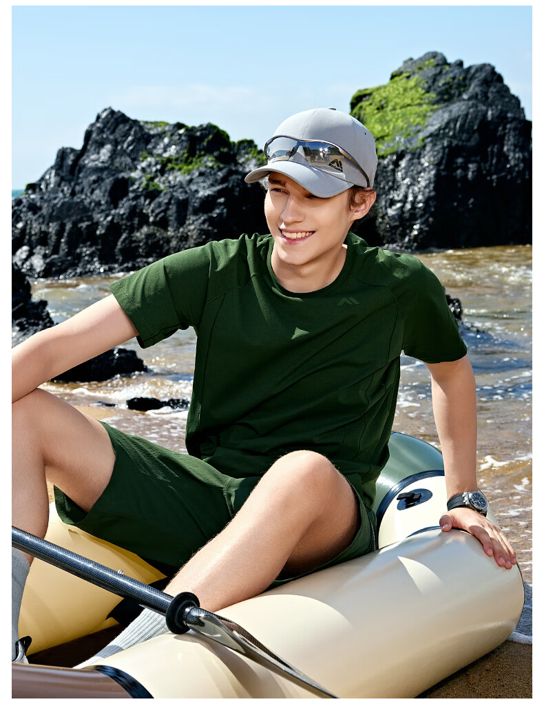Kolumb Outdoor T-Shirt Couple Summer Breathable Polyester Cotton Blend Crew Neck Short Sleeve Sports Quick-Dry T-Shirt Qingguo Yellow XL 17
