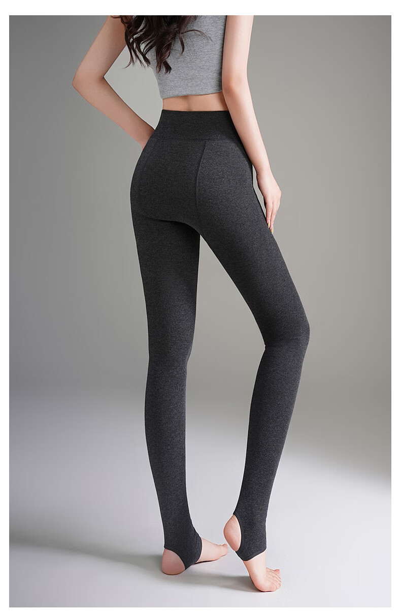 Mianxiang Weilai Women's Autumn Winter Leggings Tights Micro-Compression Vertical Stripes Warm Slim Fit Thin Thickened Skinny Petite 16