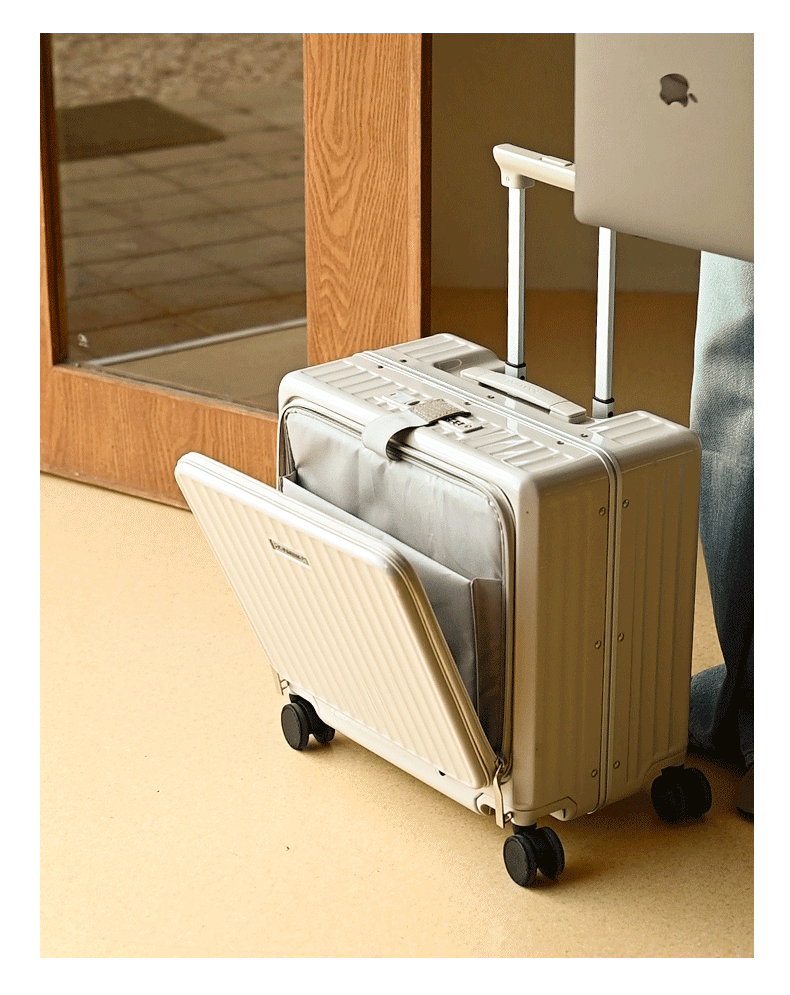 Roaming 18-inch Carry-on Luggage Large Capacity Business Travel Suitcase Front-Opening TSA Lock Cabin Luggage Gunmetal Gray 15