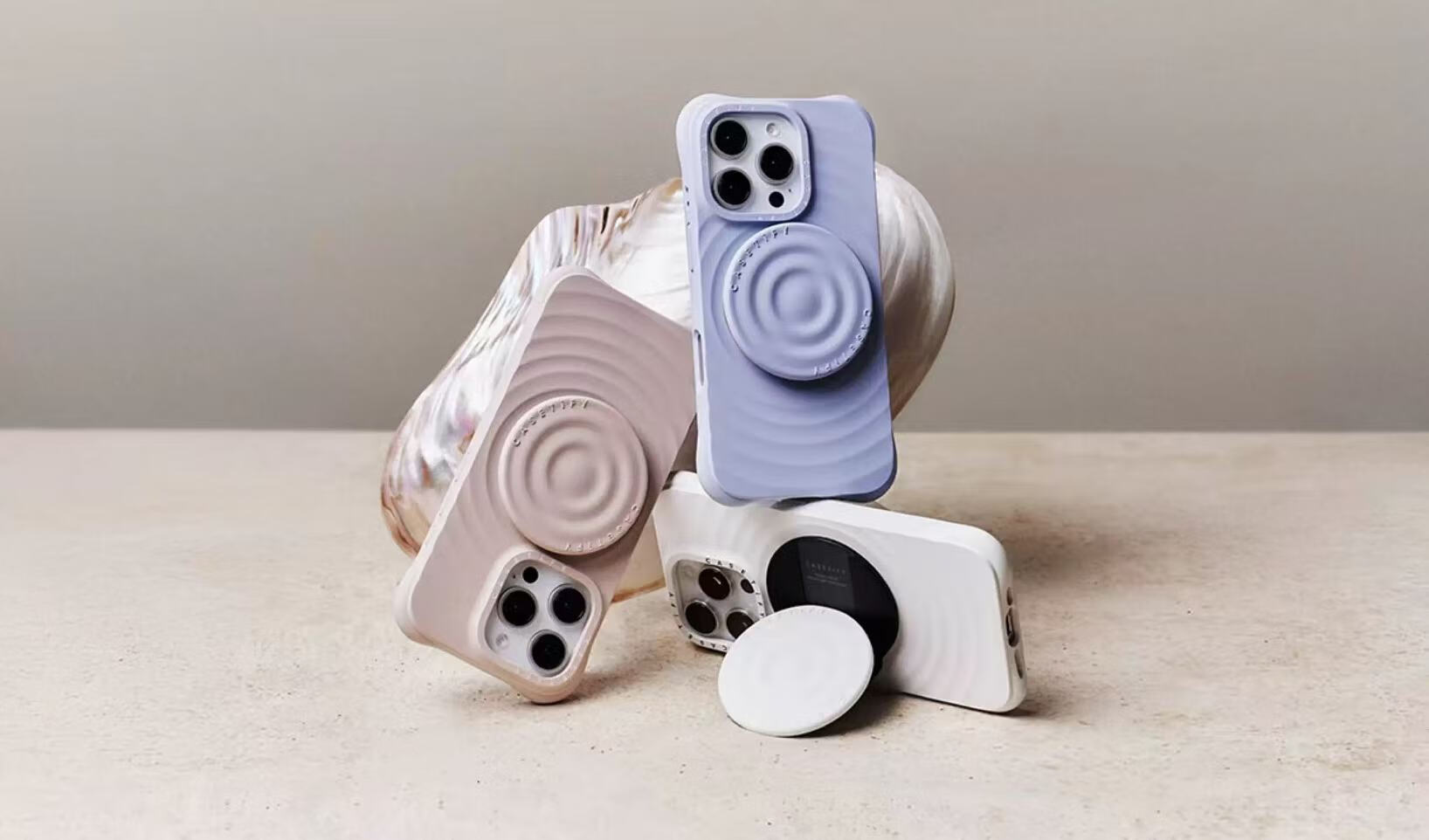 CASETIFY Solid Color Wave Phone Stand/Magnetic Stand White/Gravel White/Soft Mist Purple/Honey Purple/Vine Green Magsafe Universal Phone Mist Purple Magnetic Stand 1