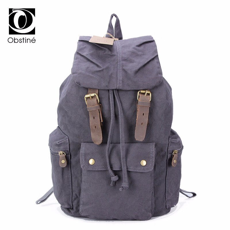 

Obstiné Серый, Классический холст Рюкзак Девушки Drawstring Back Pack