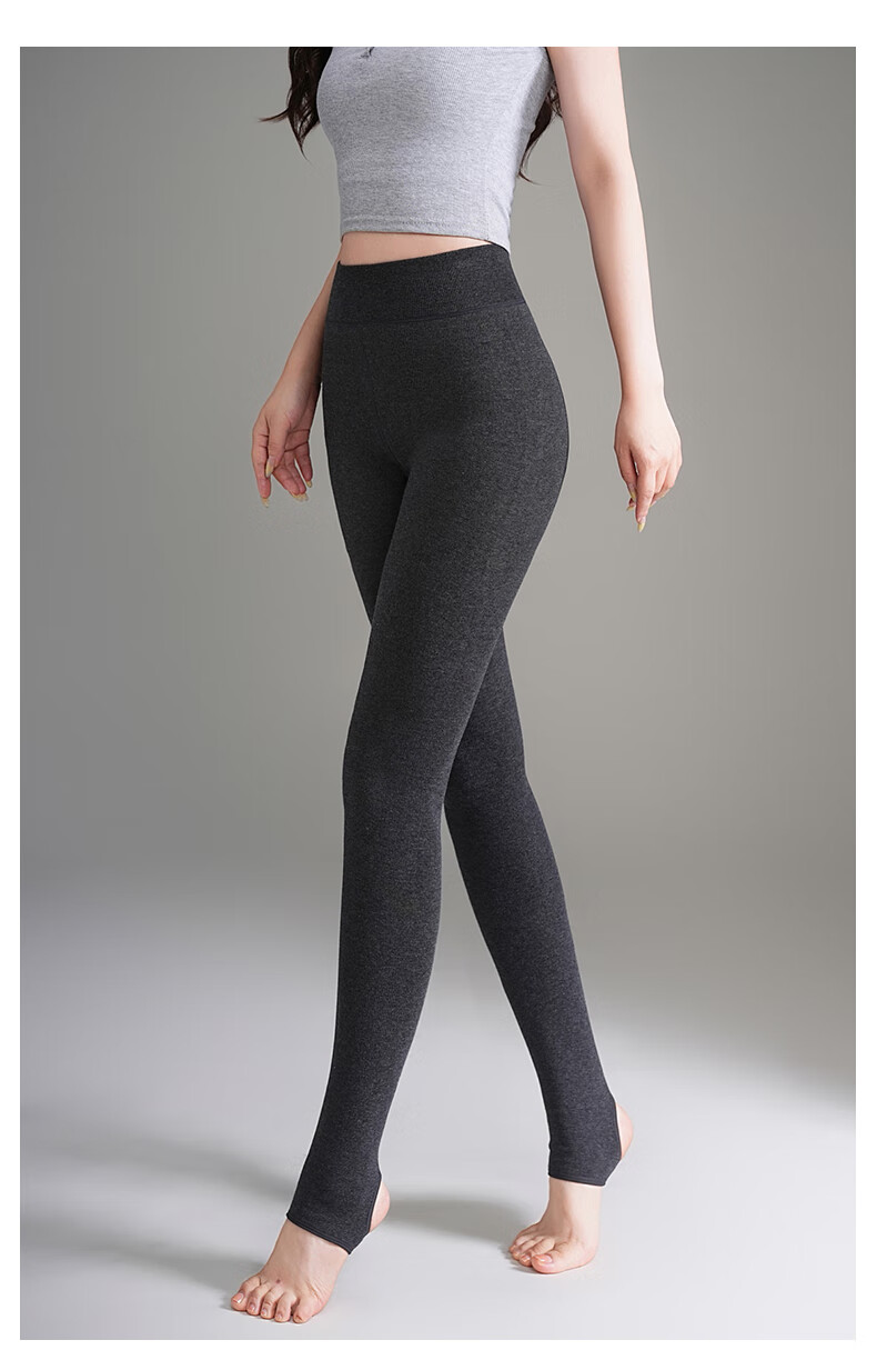 Mianxiang Weilai Women's Autumn Winter Leggings Tights Micro-Compression Vertical Stripes Warm Slim Fit Thin Thickened Skinny Petite 15