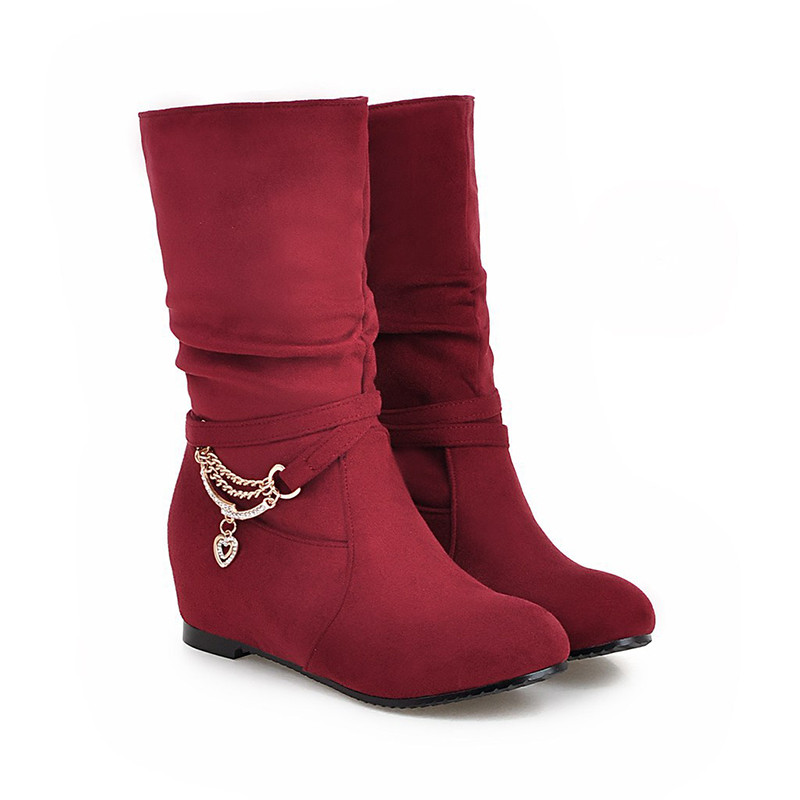 

IDIFU красный 9, женщины mid-calf booties короткие сапоги для женщин новые снежные туфли снегоступы снегоступы