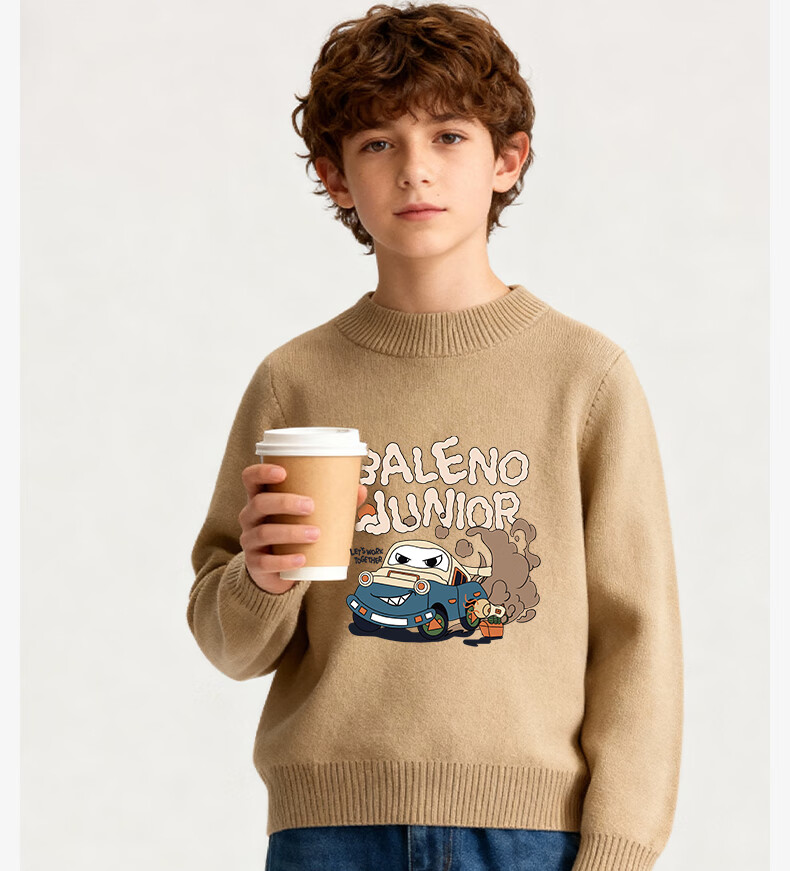 Baleno Boys' Sweater, Winter 2025 Style, Children's Fleece-Lined Warm Semi-Turtleneck Knit Sweater, Big Kids Winter Inner Layer Sweater 13