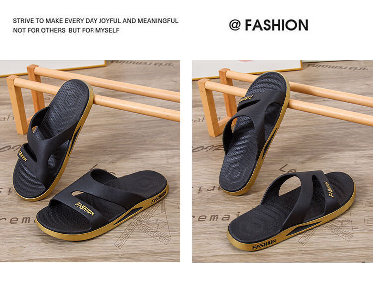 FOOTOPPO Men's Beach Outdoor Trendy Open-Toe Slippers Non-Slip Bathroom Sandals Summer College Student Casual Sandals 11