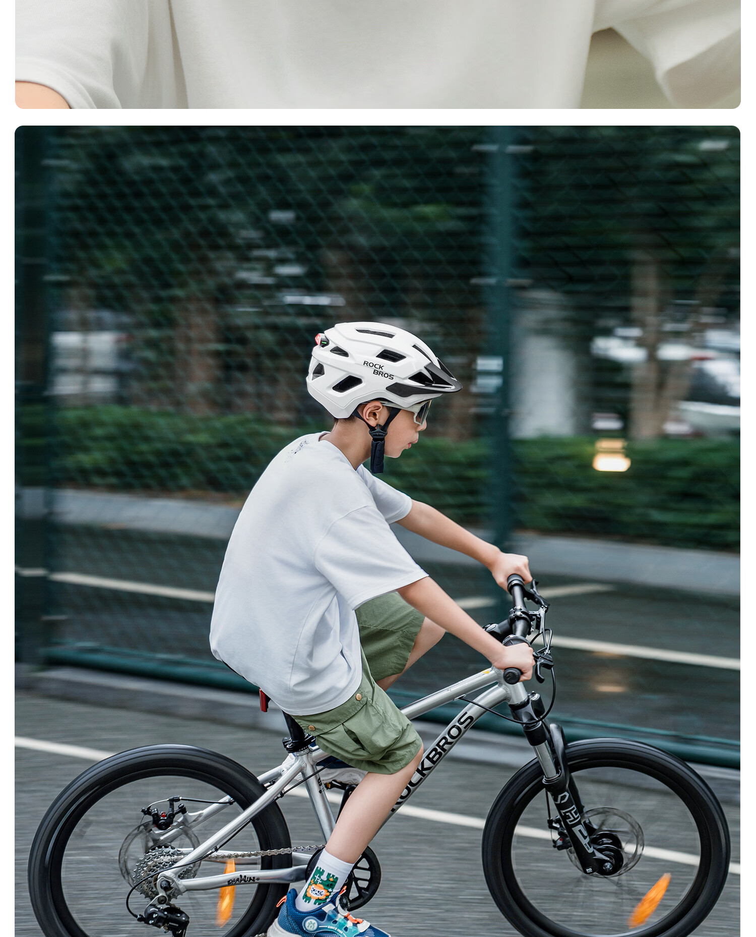 Rockbros Youth Mountain Bike Helmet Kids Roller Skating Scooter Bicycle Student Safety Helmet Unisex White 29