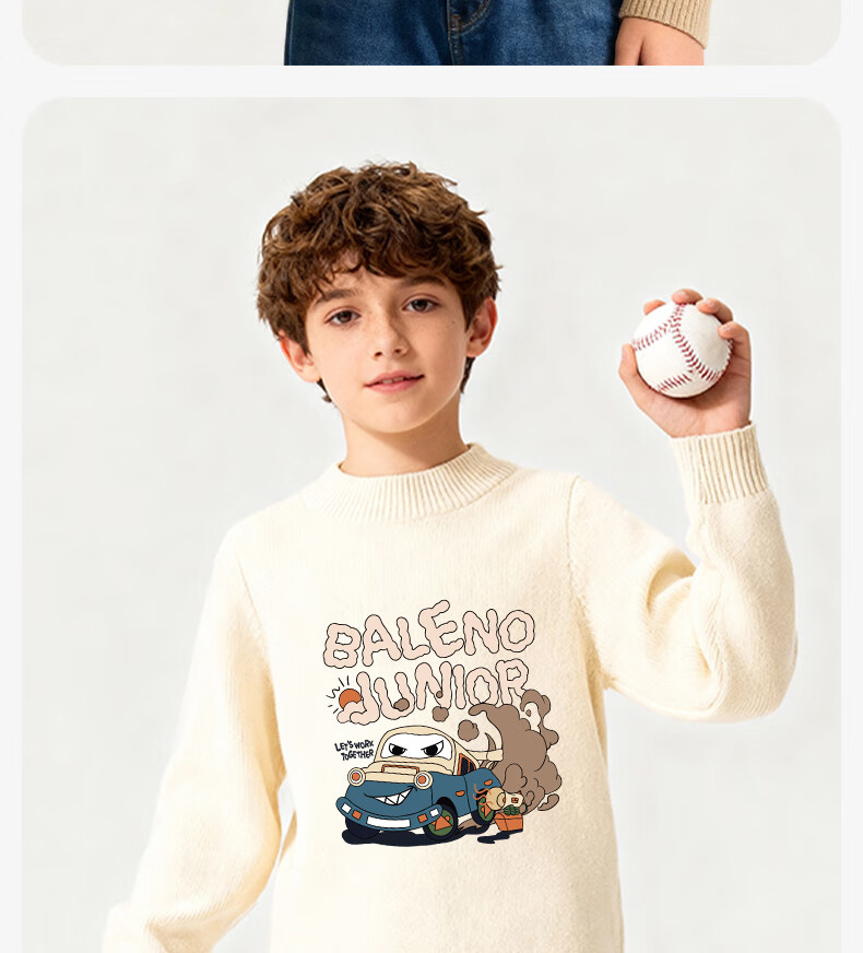 Baleno Boys' Sweater, Winter 2025 Style, Children's Fleece-Lined Warm Semi-Turtleneck Knit Sweater, Big Kids Winter Inner Layer Sweater 14