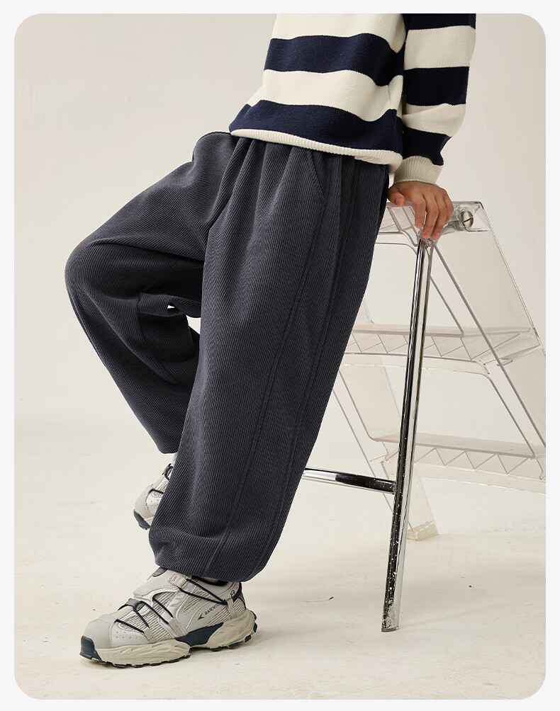 Baleno Boys Fleece-Lined Corduroy Pants Autumn Winter 2025 New Warm Long Pants for Kids Teens Sports Trousers 2