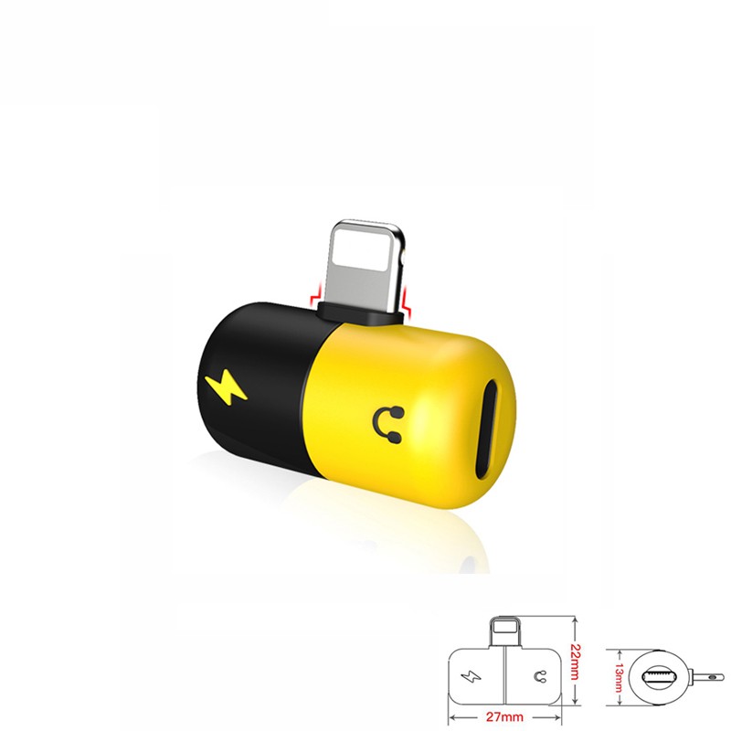 фото Молния наушники аудио адаптер кабель для разговора call music calling charging inassen черный желтый