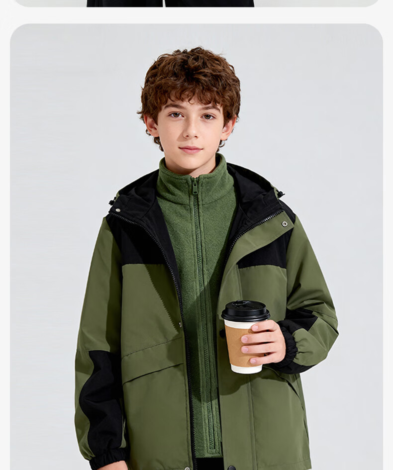 Baleno Children's Outdoor Jacket, Autumn And Winter 2026, Youth Outdoor Windproof And Waterproof Jacket, Three-In Fleece-Lined for Boys And Girls 13