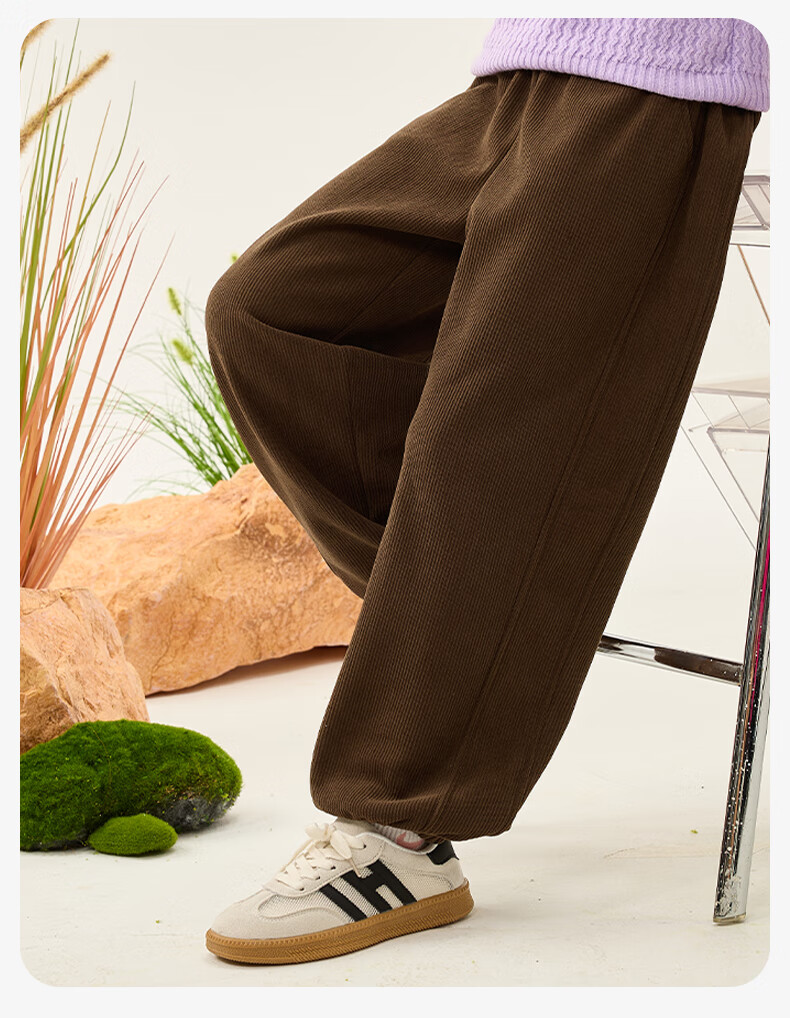 Baleno Boys Fleece-Lined Corduroy Pants Autumn Winter 2025 New Warm Long Pants for Kids Teens Sports Trousers 4