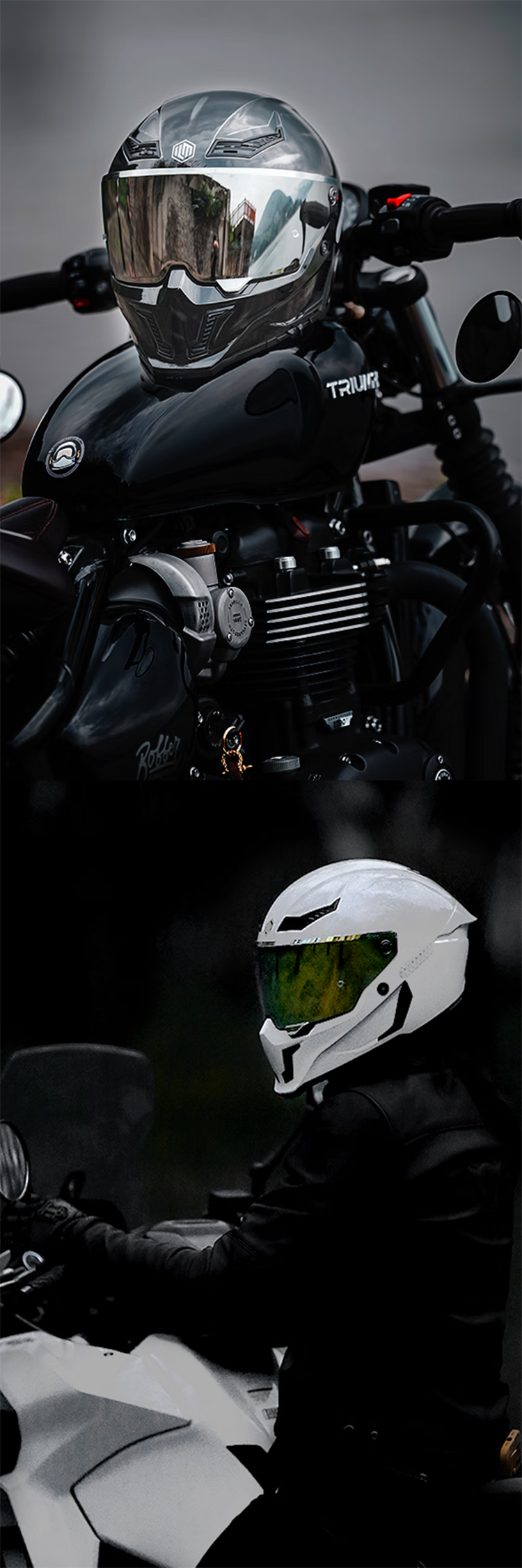 ILM Motorcycle Full Face Helmet 3C Certified Winter Retro Cruiser Helmet Obsidian Black L (56-57CM) 13