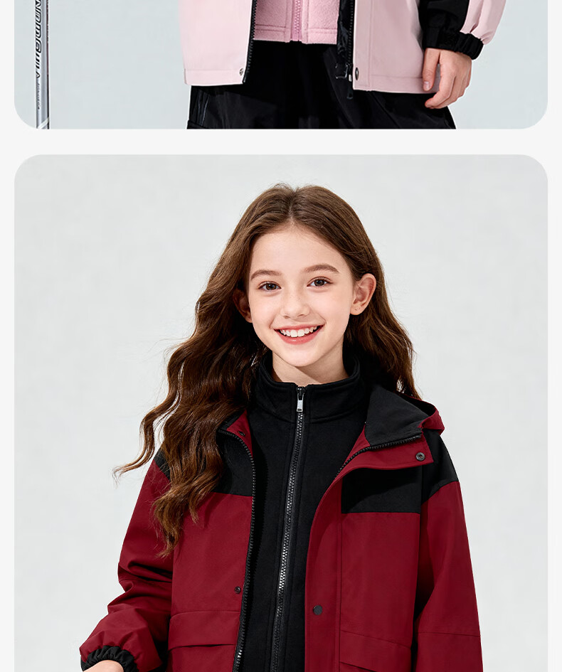 Baleno Children's Outdoor Jacket, Autumn And Winter 2026, Youth Outdoor Windproof And Waterproof Jacket, Three-In Fleece-Lined for Boys And Girls 16