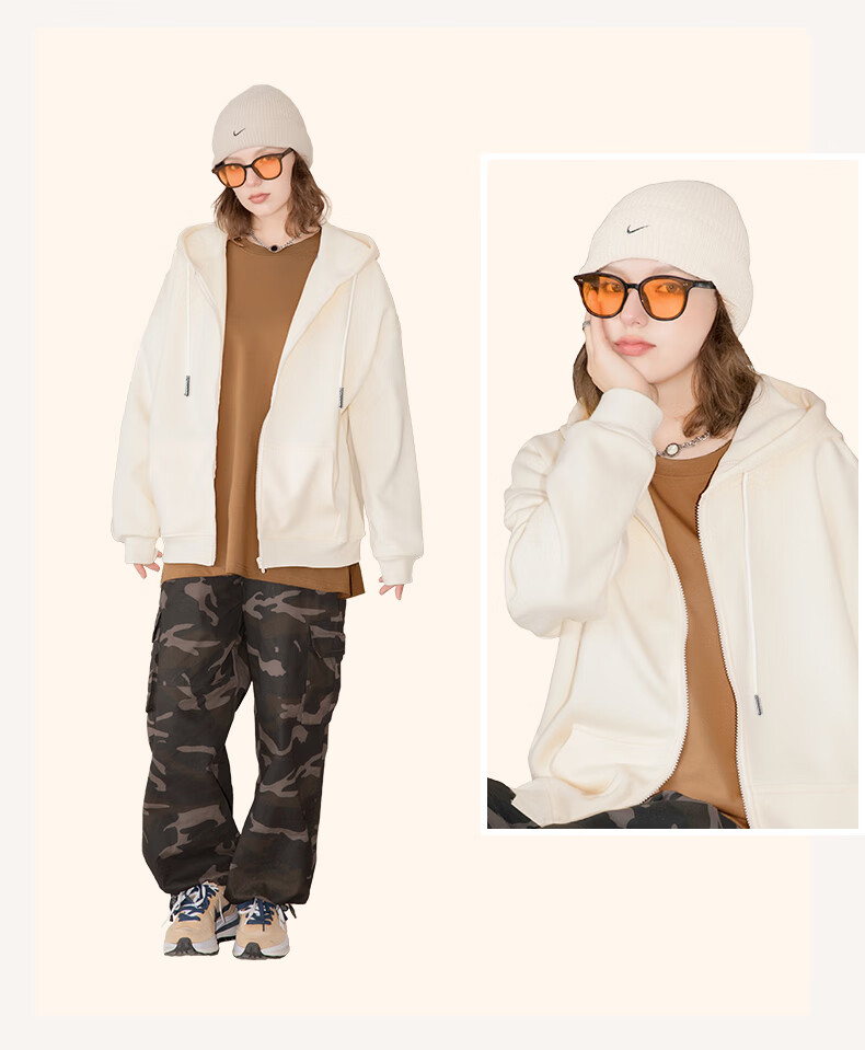 JEANSWEST Women's Commuter Style Fleece-Lined Cardigan Hoodie Jacket Autumn Winter 2025 New Thickened Sherpa Hooded Top 4