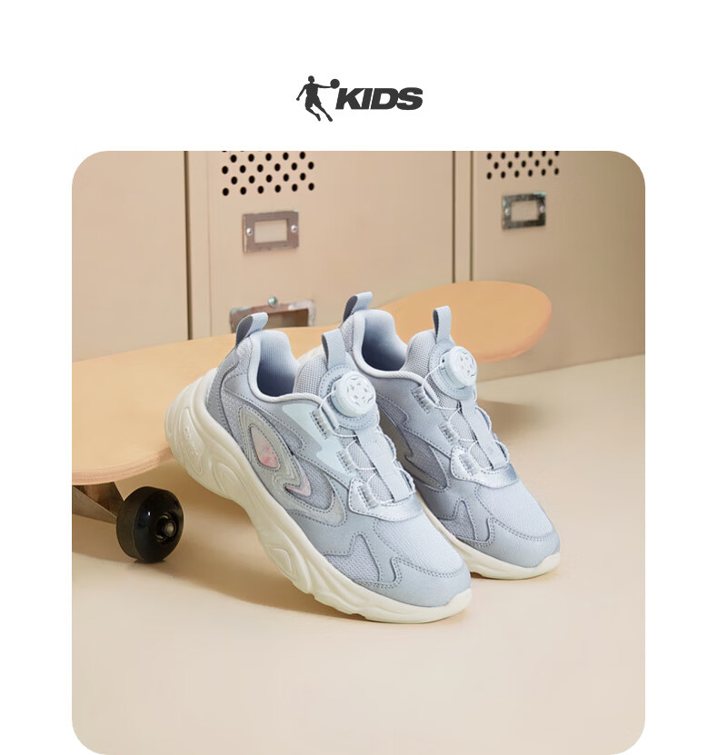 QIAODAN Girls' Running Shoes Kids Spring Autumn Lightweight Sports Shoes with Knob Mesh Graphite Blue/QIAODAN White Size 38 26