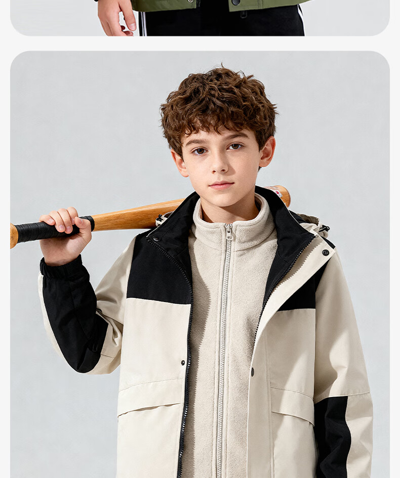 Baleno Children's Outdoor Jacket, Autumn And Winter 2026, Youth Outdoor Windproof And Waterproof Jacket, Three-In Fleece-Lined for Boys And Girls 14