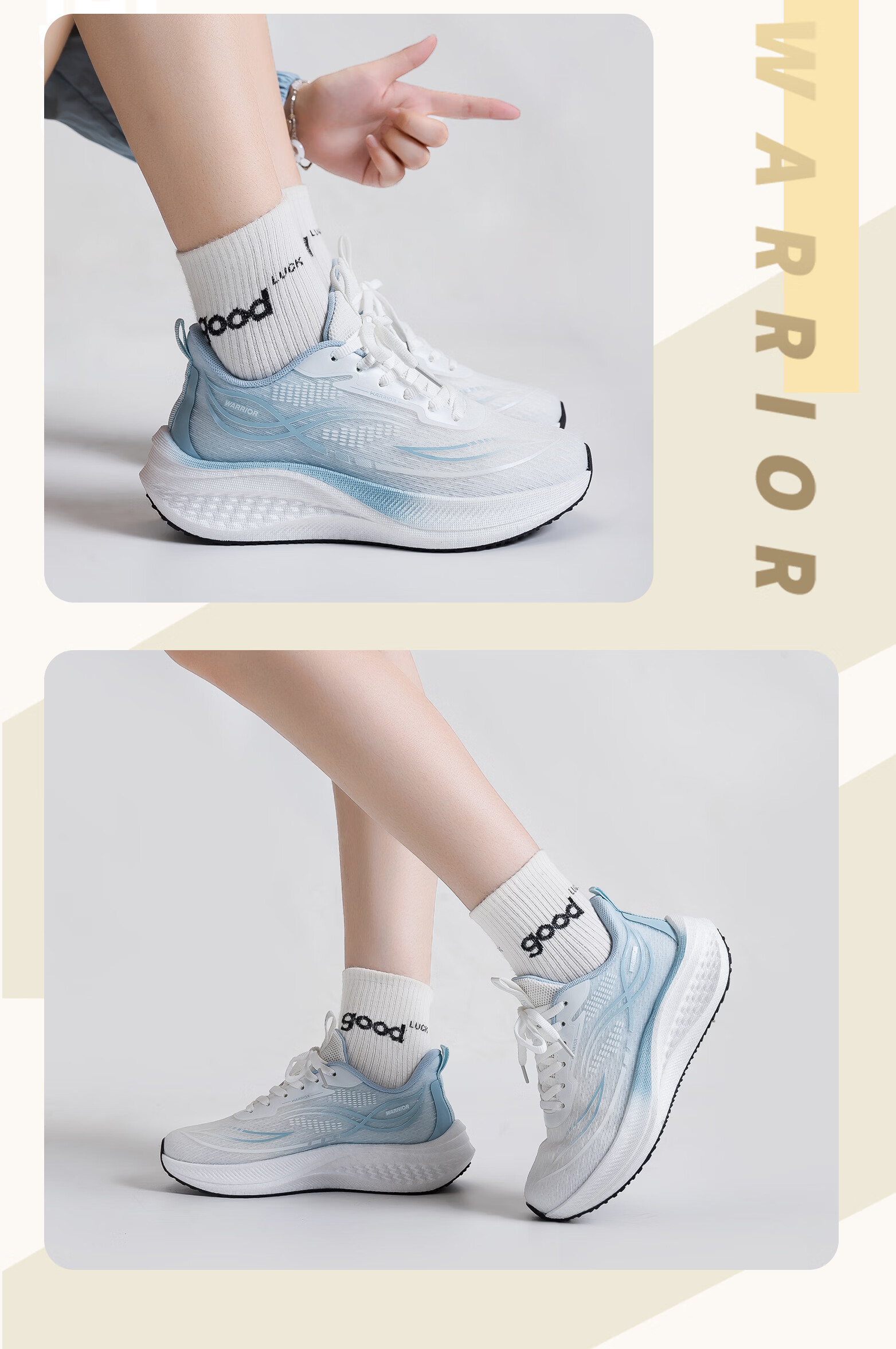 Warrior Women's Casual Shoes Non-slip Wear-resistant Shock-absorbing Winter Thick-soled Sports Shoes White Pink Yellow Size 38 6
