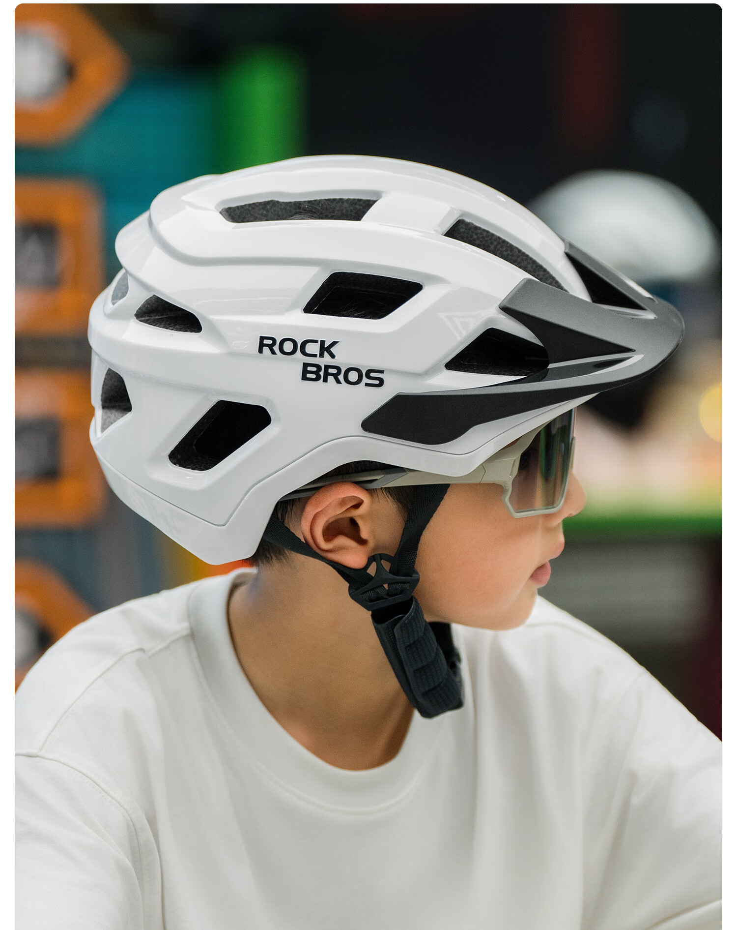 Rockbros Youth Mountain Bike Helmet Kids Roller Skating Scooter Bicycle Student Safety Helmet Unisex White 28