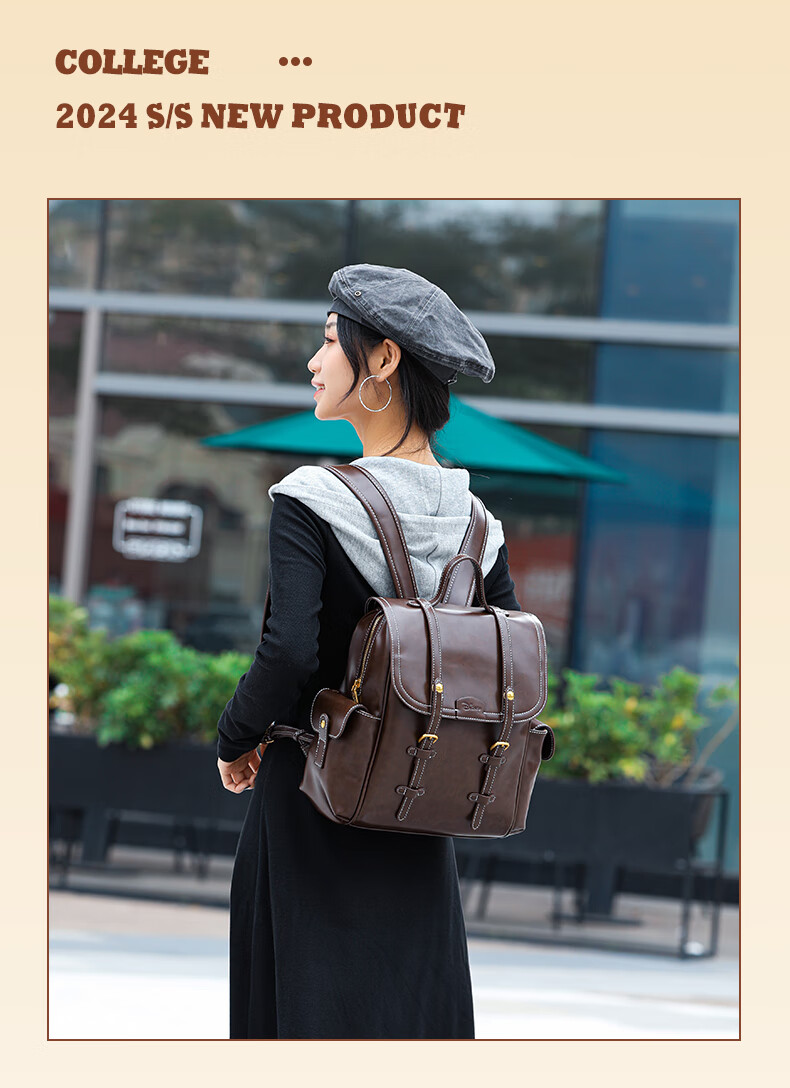 Disney Women's Leather Backpack College Style Shoulder Bag for Work and University, 38cm, Gift for Women's Day and Birthday 8