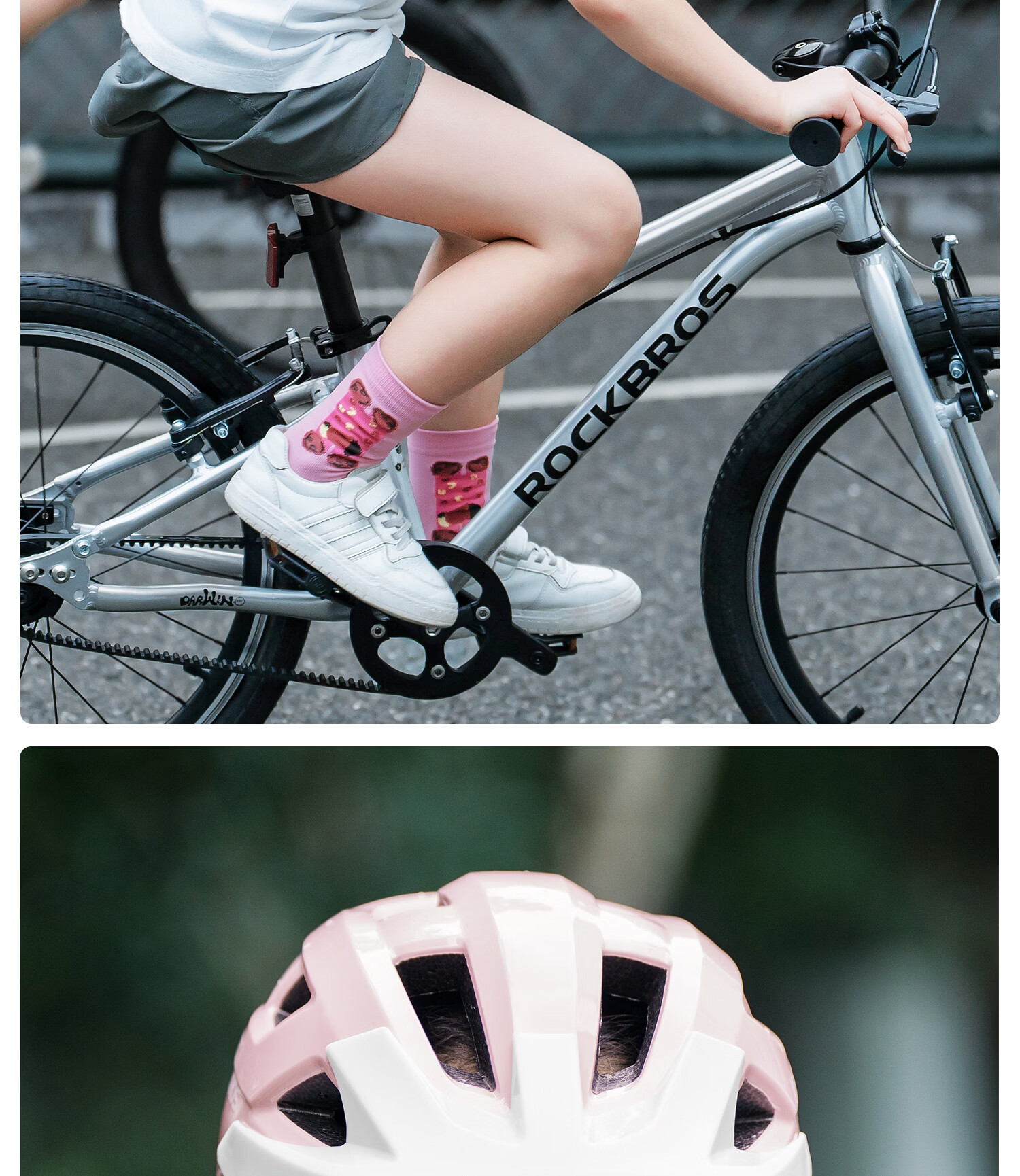 Rockbros Youth Mountain Bike Helmet Kids Roller Skating Scooter Bicycle Student Safety Helmet Unisex White 25