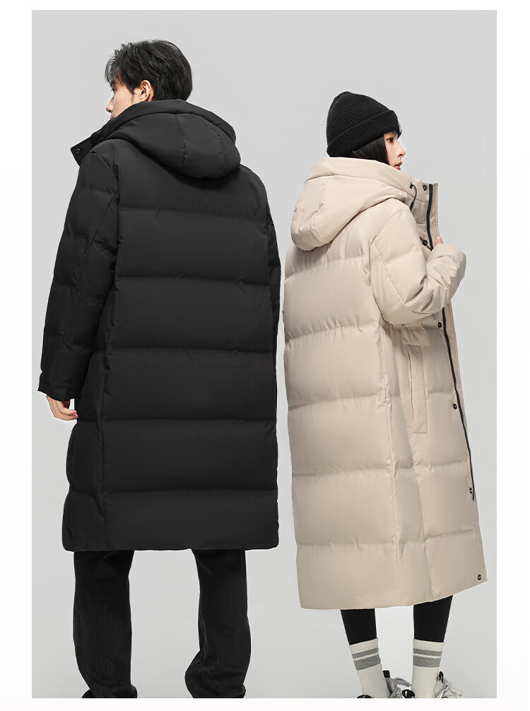 SNOWFLYING Unisex Long Hooded Down Jacket Autumn Winter New Loose Fit 90% Down Thick Warm Coat 4