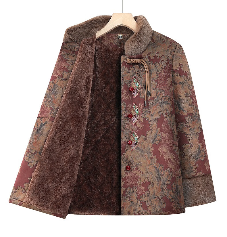 Fengxiao Mama Winter Coat Elderly Cotton-padded Jacket for Women 70-80 Years Old Mid-Aged and Senior Autumn Winter Thickened Fleece Lined Stylish Clothing 2