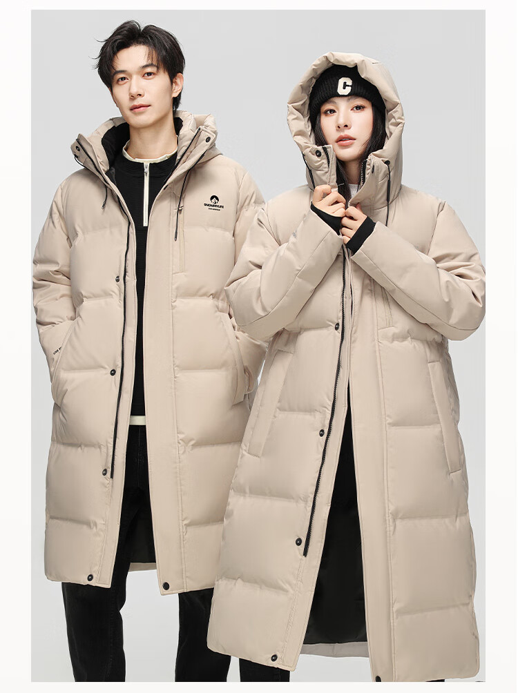 SNOWFLYING Unisex Long Hooded Down Jacket Autumn Winter New Loose Fit 90% Down Thick Warm Coat 5