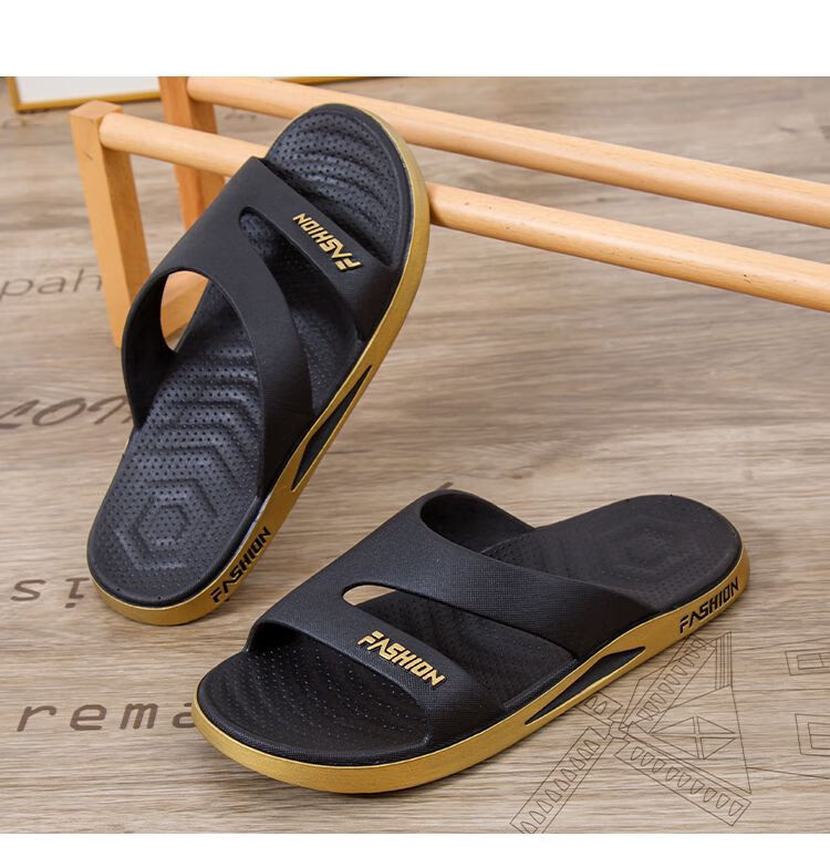 FOOTOPPO Men's Beach Outdoor Trendy Open-Toe Slippers Non-Slip Bathroom Sandals Summer College Student Casual Sandals 10