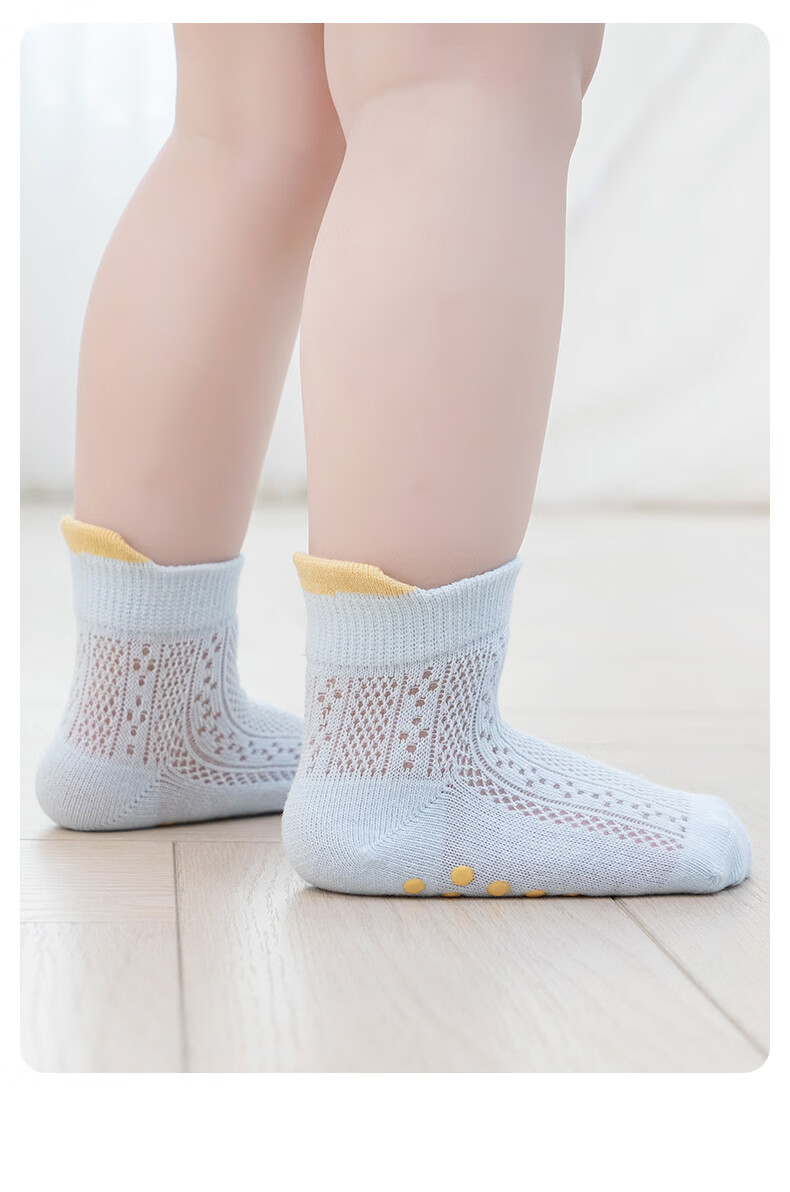 Growth Baby Floor Socks Summer Thin Mesh Breathable Indoor Cooling Non-Slip Dot Glue Seamless Mid-Calf Baby Walking Socks 2