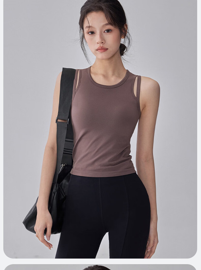 XUEXIMAN Integrated Sports Vest High-Intensity Shockproof Push-Up Fitness Pilates Sleeveless Quick-Dry Yoga Top 13