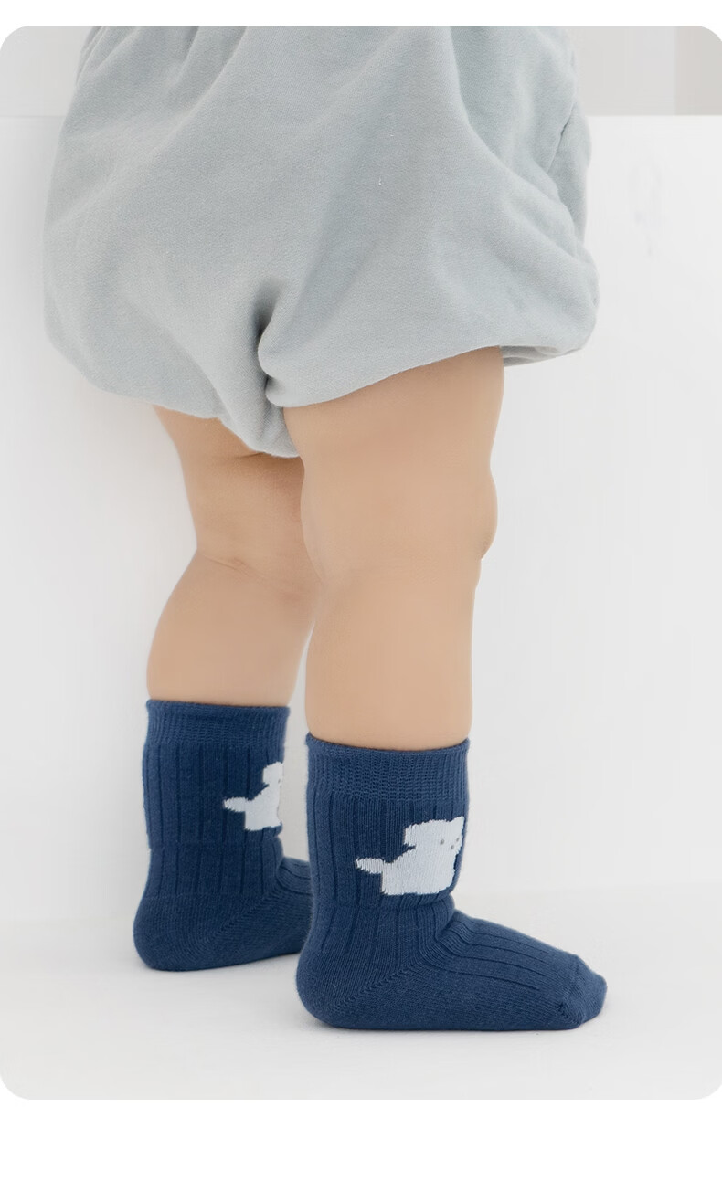 Baby Growth Socks Four Seasons Thin Breathable Seamless Newborn Mid-Calf Soft Cuff Antibacterial Cotton Socks for Boys Class A 11