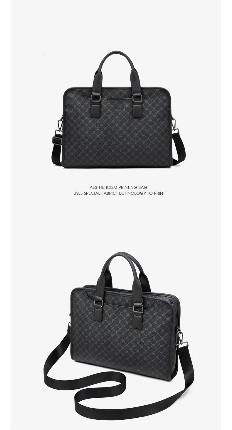 Lao Ren Tou Men's Briefcase Business Handbag Office Travel Shoulder Crossbody 13-inch Laptop Bag Birthday Gift 15