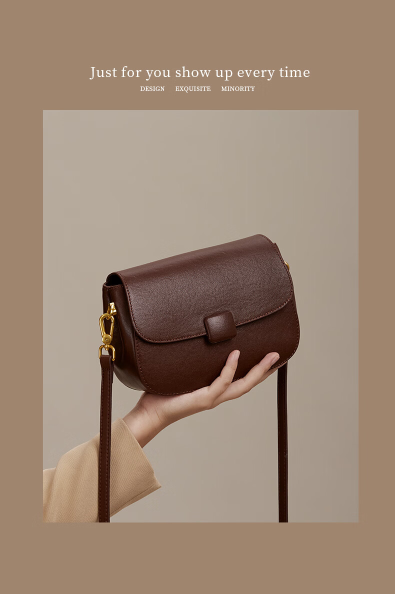 AudiJia Genuine Leather Saddle Bag Women's 2026 Crossbody Commuter Fashion Versatile Shoulder Bag Birthday Gift for Women 4