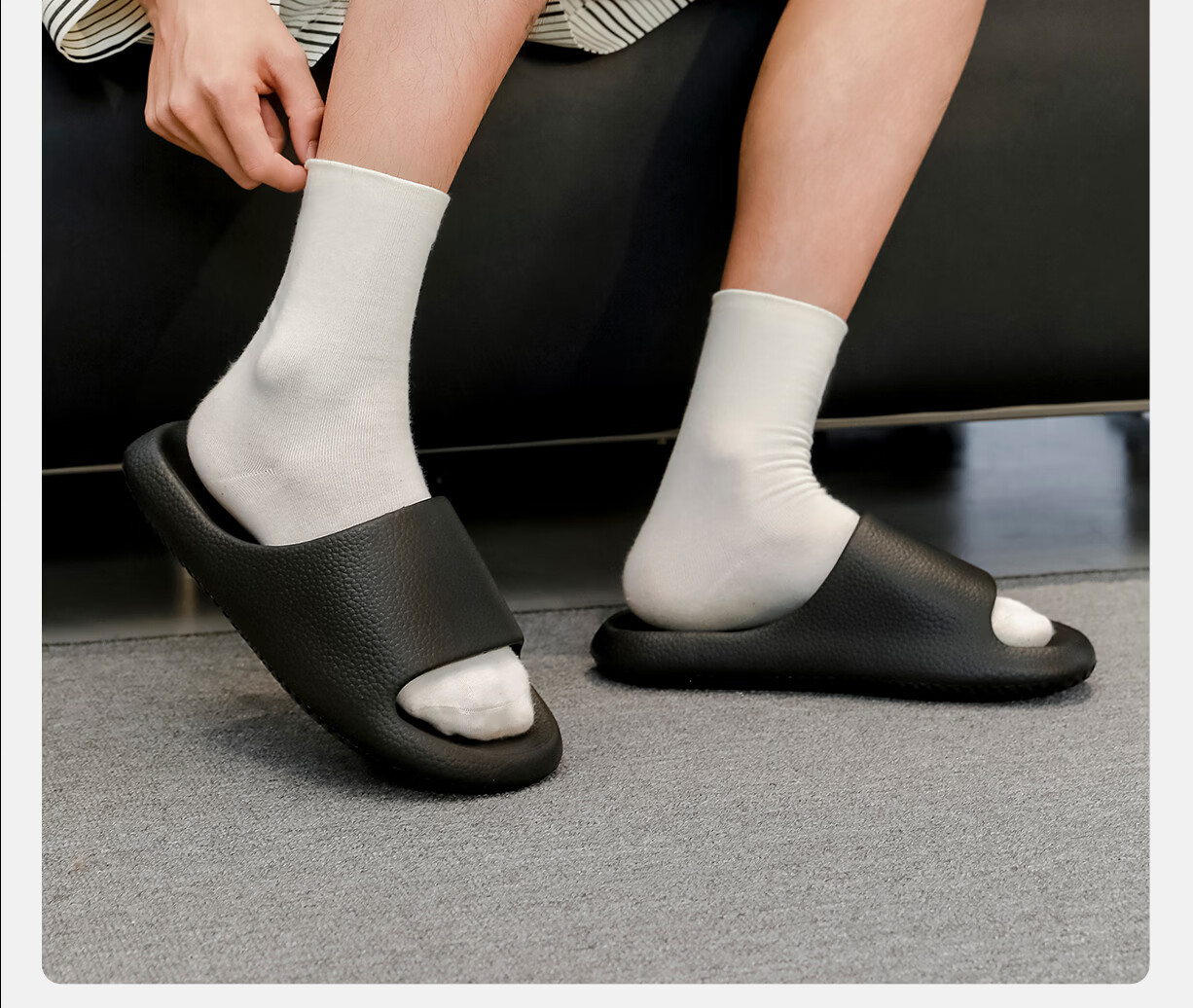 Mercury Home Textiles Litchi Pattern Antibacterial Slippers Women's Summer New Indoor Bathroom Non-Slip Couple Beach Sandals Men 20